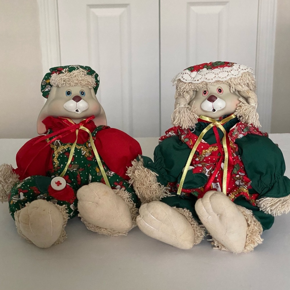 Vintage House of Lloyd Hip Hop Porcelain Bunny Rabbits Christmas Outfits